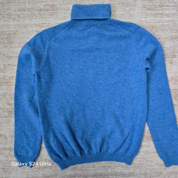 BLUE WOOL ROLL NECK SWEATER - Picture 2 of 5